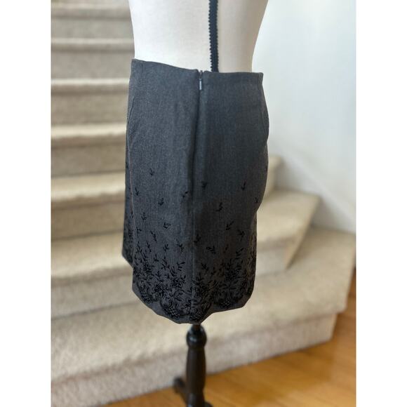 Vintage Y2K Express Grey Mini Skirt Velvet Floral Print Whimsygoth - Picture 3 of 8